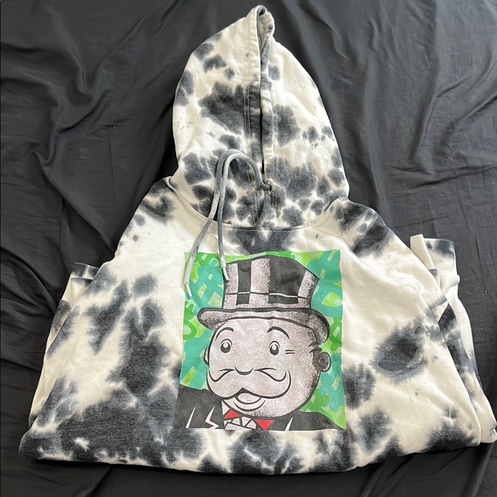 Monopoly Black and White Tie-Dye Hoodie